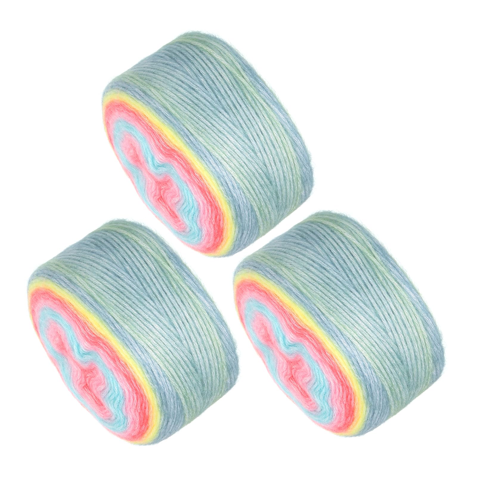 METALLIXITY Gradient Cake Cotton Yarns(100g/7oz) 3Pcs, Wool Flowers Yarn, Mixed Yellow Green