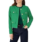 YEXPINE Cropped Tweed Blazer Jackets for Women Elegant Slim Collarless Business Casual Outfits