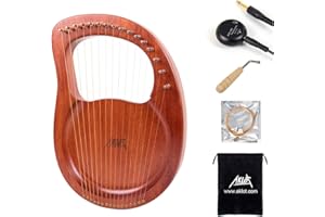 Lyre Harp, AKLOT 16 Metal Strings Mahogany Lye Harp with Tuning Wrench,Spare String Set,Pickup,Black Gig Bag