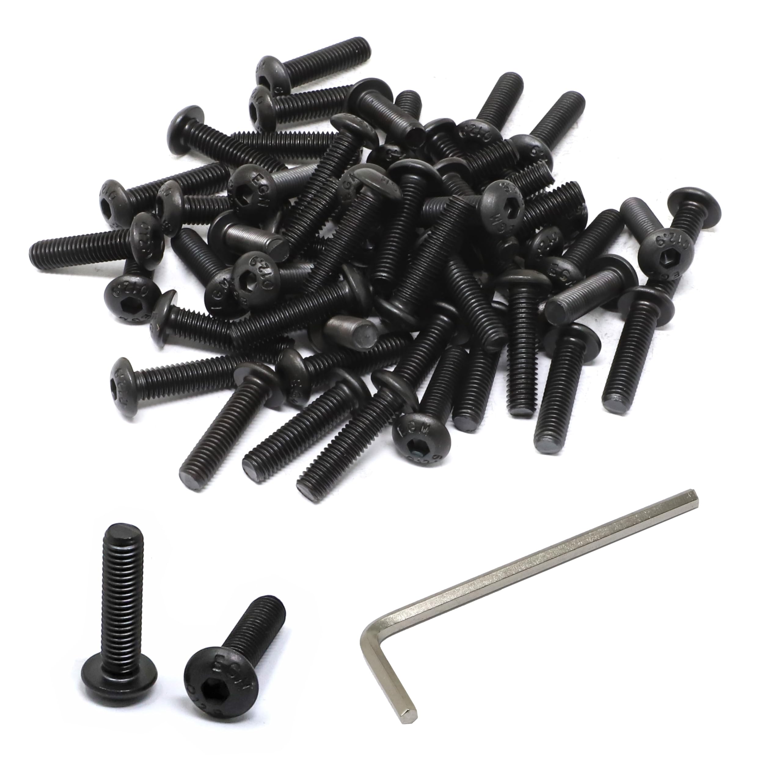 Photo 1 of iexcell 50 Pcs M5 x 20mm Thread Pitch 0.8 mm Alloy Steel 12.9 Grade Hex Socket Button Head Cap Screws Bolts Kit, Black Oxide Finish