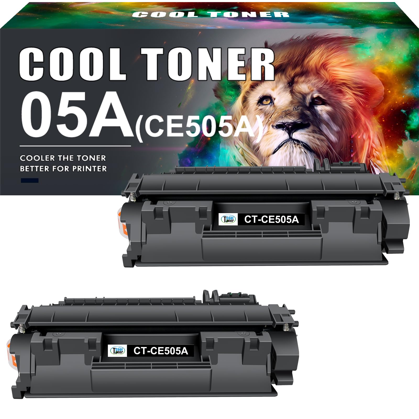 Cool Toner 2 Pack Black Toner Cartridge Replacement for HP 05A CE505A 05X CE505X LaserJet P2030 P2035 P2035N P2050 P2055 P2055D P2055DN P2055X