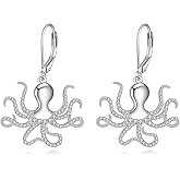 Octopus Earrings for Women Sterling Silver Octopus Sea Animal Dangle Earrings Jewelry Gifts for Women