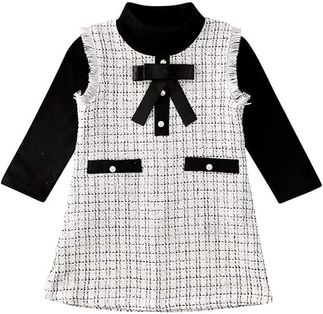 Amazon.co.jp: LXXIASHI 幼児 赤ちゃん 女の子 長袖 タートルネック Tシャツ + エレガント 格子縞 ドレスコート