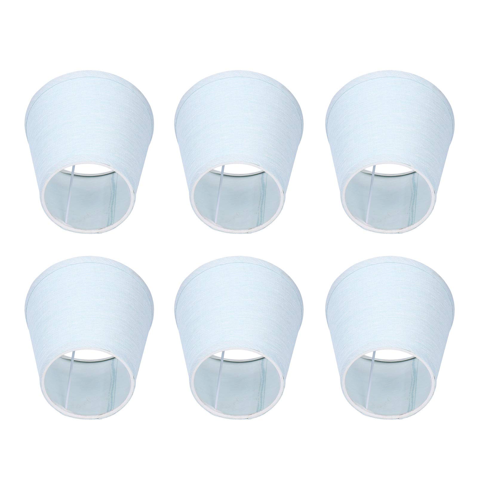 Set of 6 Cloth Lampshade, Wall Lamp Cover Shades Sky Blue Modern Simple Decoration for E14 Screw Chandelier