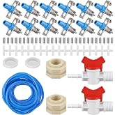 16 Set Automatic Rabbit Watering System Kit,ID 5/16" Hose 16 PCS Nipple Drinkers,Barb Fittings to G1/2" Thread Connectors, Bunny Rabbit Waterer Kit T-Fittings Springs,Gaskets,Bucket Connector