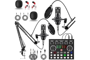 COFELIFE Podcast Equipment Bundle for 2, V8s DJ Mixer Voice Changer with BM-800 Podcast Microphone Bundle - Studio Condenser Microphone Perfect for Podcasting, Recording, Singing, Streaming and Gaming