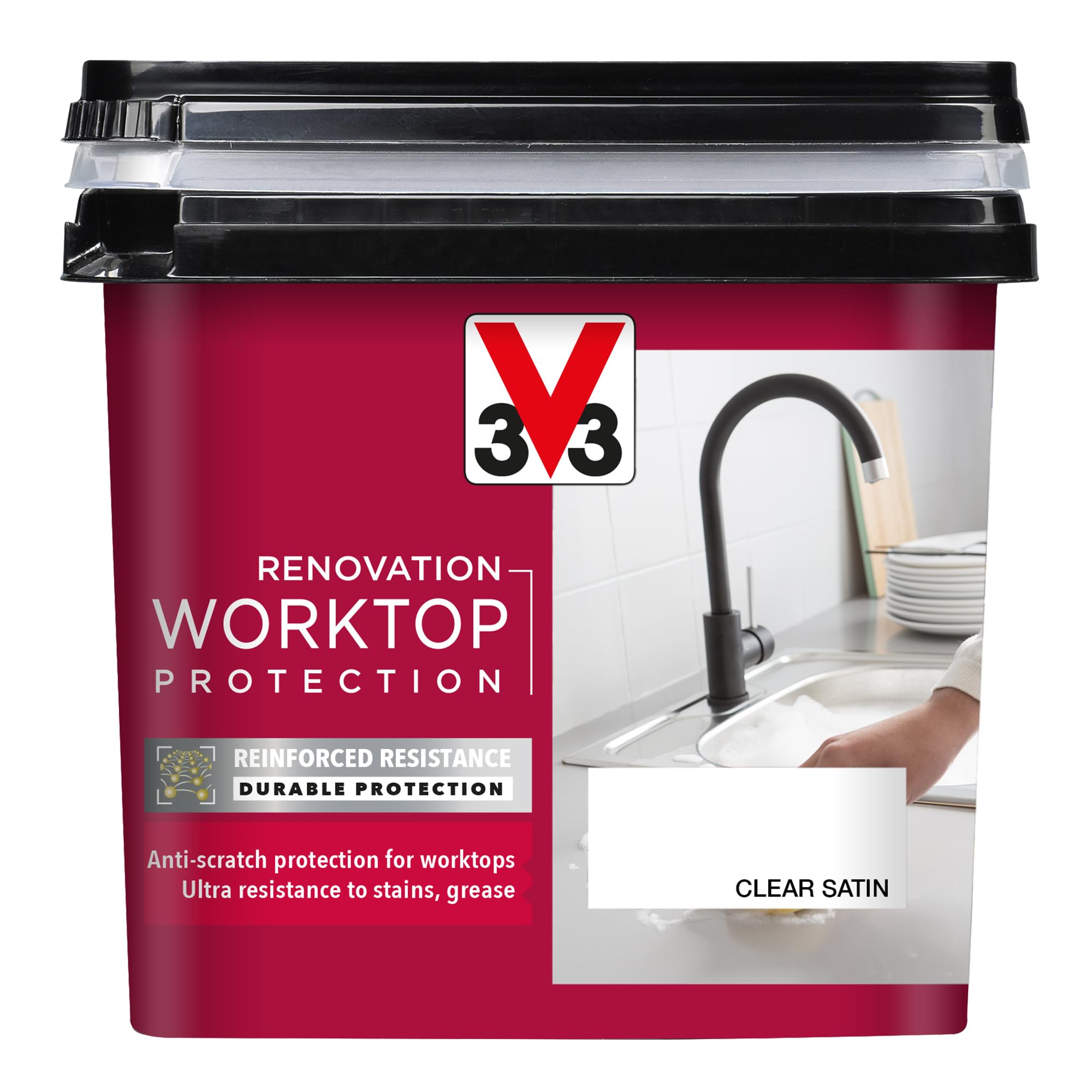 V33 Worktop Protection - No Undercoat Needed - Long-Term Protection For High Usage Surfaces - High Resistance To Knocks Scratches & Stains - Clear 500ml