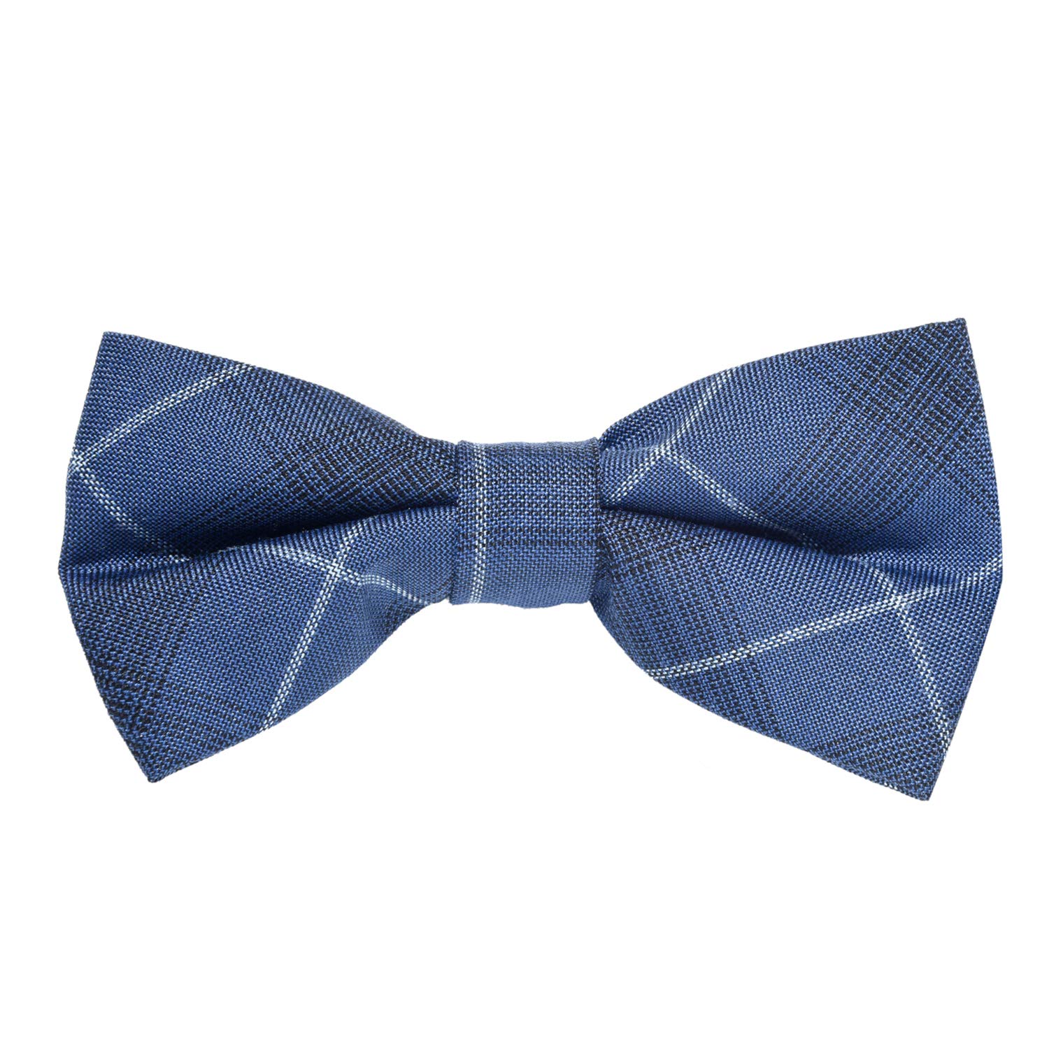 MASADA corduroy bow tie blue plaid with black and white stripes - men's accessory in vintage look, continuously adjustable, handmade with hook closure - 12 x 6 cm