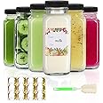 AuroTrends 8 oz Glass Bottles with Lids - 6Pack, 250ml Glass Juicing Bottles for Water, Kombucha - Portable, Reusable 8fl.oz Set of 6
