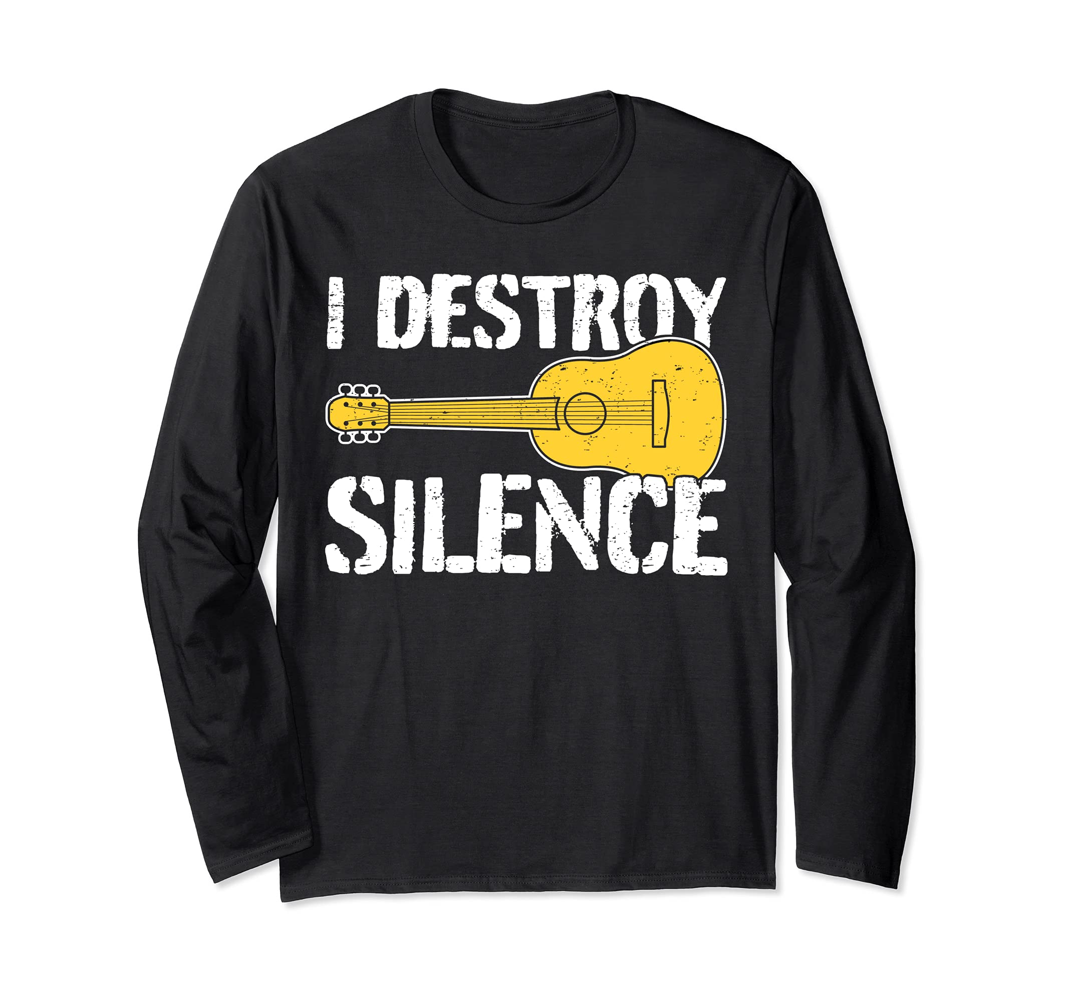Cool Guitar Player Saying Guitarist I Destroy Silence Long Sleeve T-Shirt