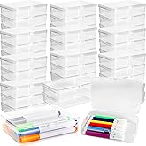Spaluck 36 Pcs Plastic Crayon Boxes Clear Crayons Holder with Snap Lid Stackable Organizer Case Storage Box for Students Classroom Office Supplies Craft Supplies