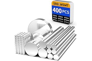 SRENMSMT Small Magnets, 400 Pack Refrigerator Magnets of 8 Different Sizes, Round Magnet, Small Magnet for Fridge, DIY, Whiteboard, Billboard in Home, Kitchen, Office, School
