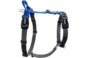 LufeLux Non-Restrictive Dog Harness Medium Sized Dog, Easy Walk Freedom No Pull Harness, Keep Balance, Neck-Buckle, Six Points Adjustment, 2 Leash Clips for Back/Front Clip, Blue/Black
