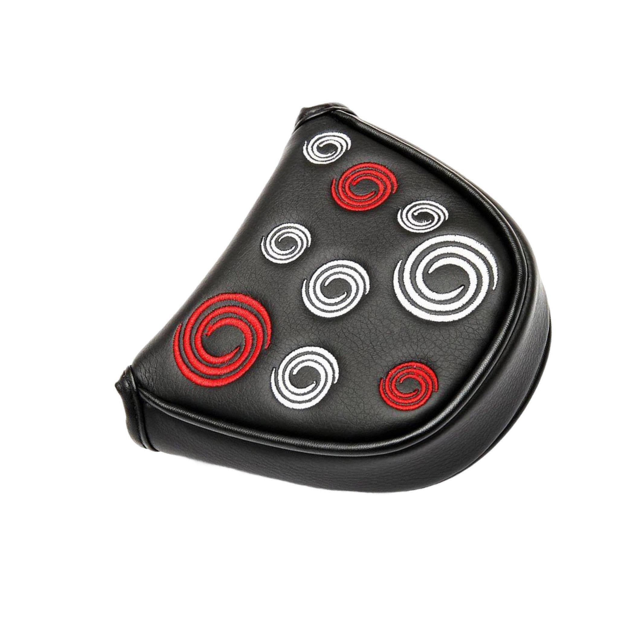 lopituwe Black Mallet Headcover With Circle Embroidery, Golf Putter Head Covers Premium Magnetic Closure,PU Leather Fit for Odyssey Putters Covers