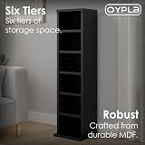 Oypla 6 Tier Black Wooden CD DVD Game Shelf Storage Tower 102 Capacity view 3