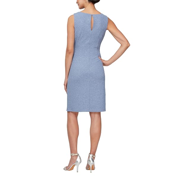 S.L. FASHIONS WOMEN’S SHORT BOLERO JACKET DRESS WITH EMBELLISHED CUTOUT (PETITE AND REGULAR SIZES), PERIWINKLE, 12P