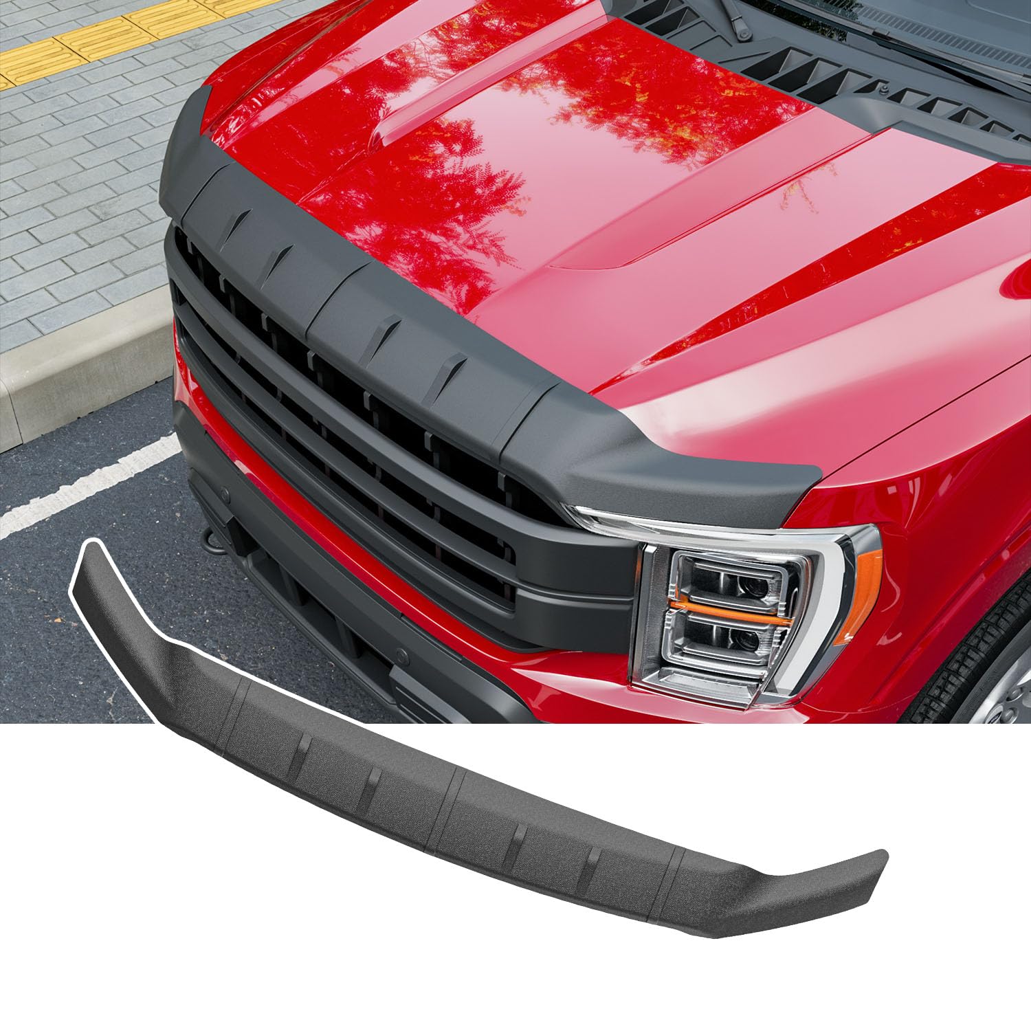 Photo 1 of powoq Hood Protector Compatible with 2021-2025 Ford F150 Deflector Upgraded TPE Shield Hood Deflector Replacement for 2021-2025 Ford F-150 Accessories