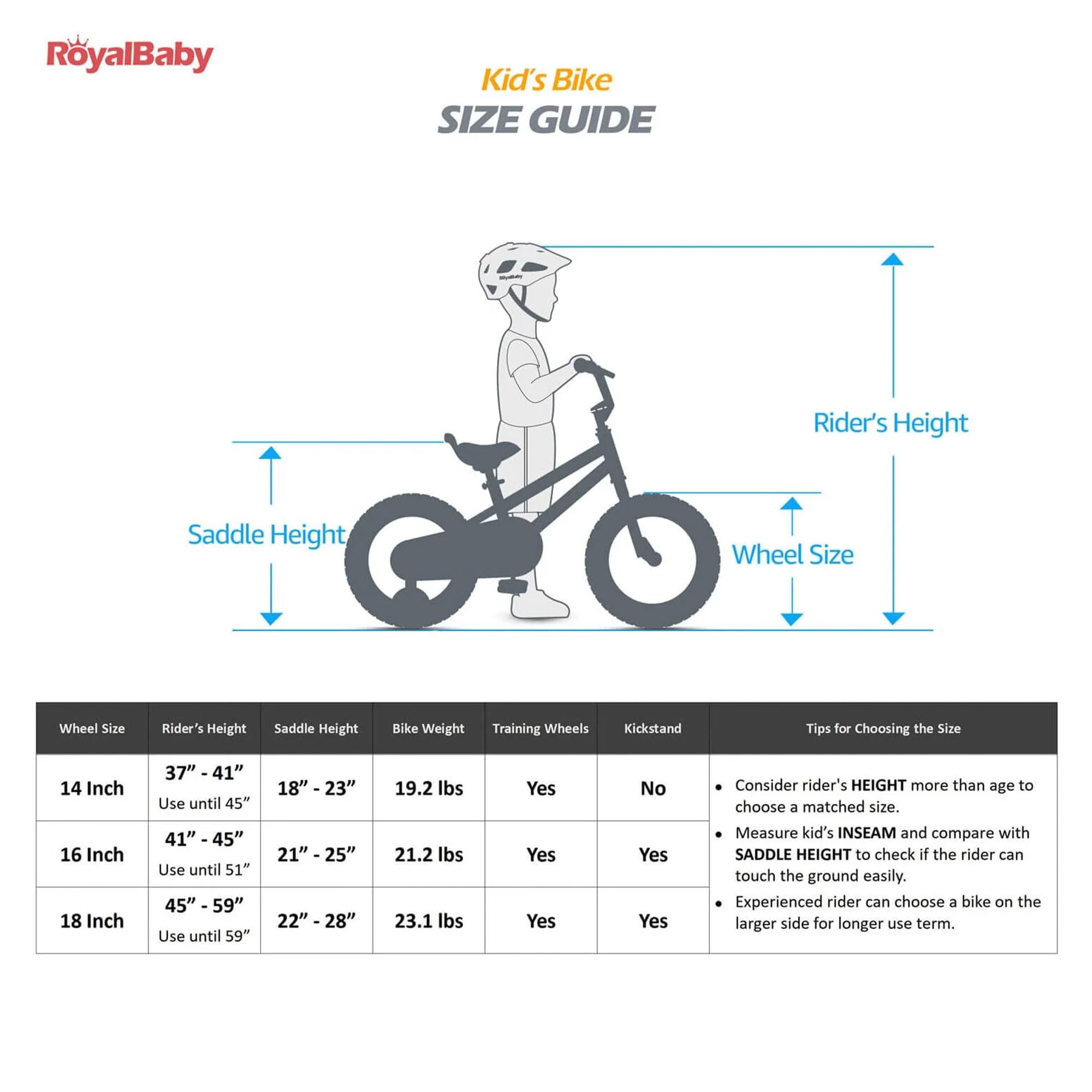 Royalbaby Space Kids Bike 14 16 18 Inch Mg Aluminium Alloy Boys Girls Bicycle Ages 3-9 Years Disc Brakes Dual Handle Brakes Training Wheel Options