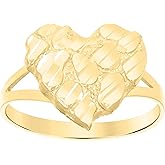 Jewels By Lux 10kt Yellow Gold Womens Nugget Heart Bridal Anniversary Engagement Wedding Ring