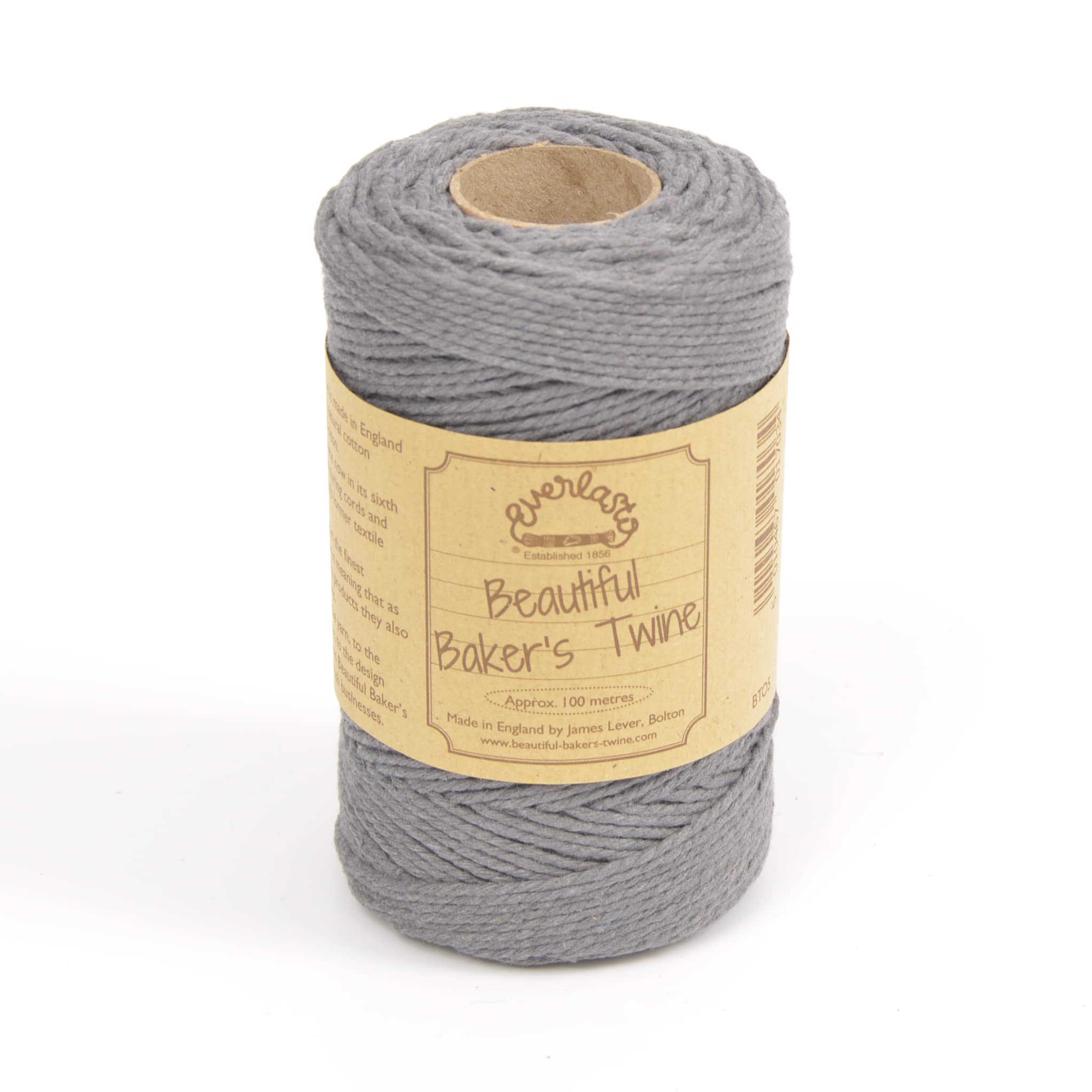 100m - Everlasto 'Solid' Beautiful Baker's Cotton Craft Twine (2mm approx) (SLATE GREY)