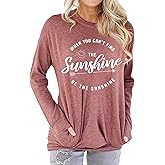 Muicy Womens Sunshine Shirt Casual Long Sleeve Shirt Tops Trendy Loose Fit Sweatshirts Tunic Tops with Pockets