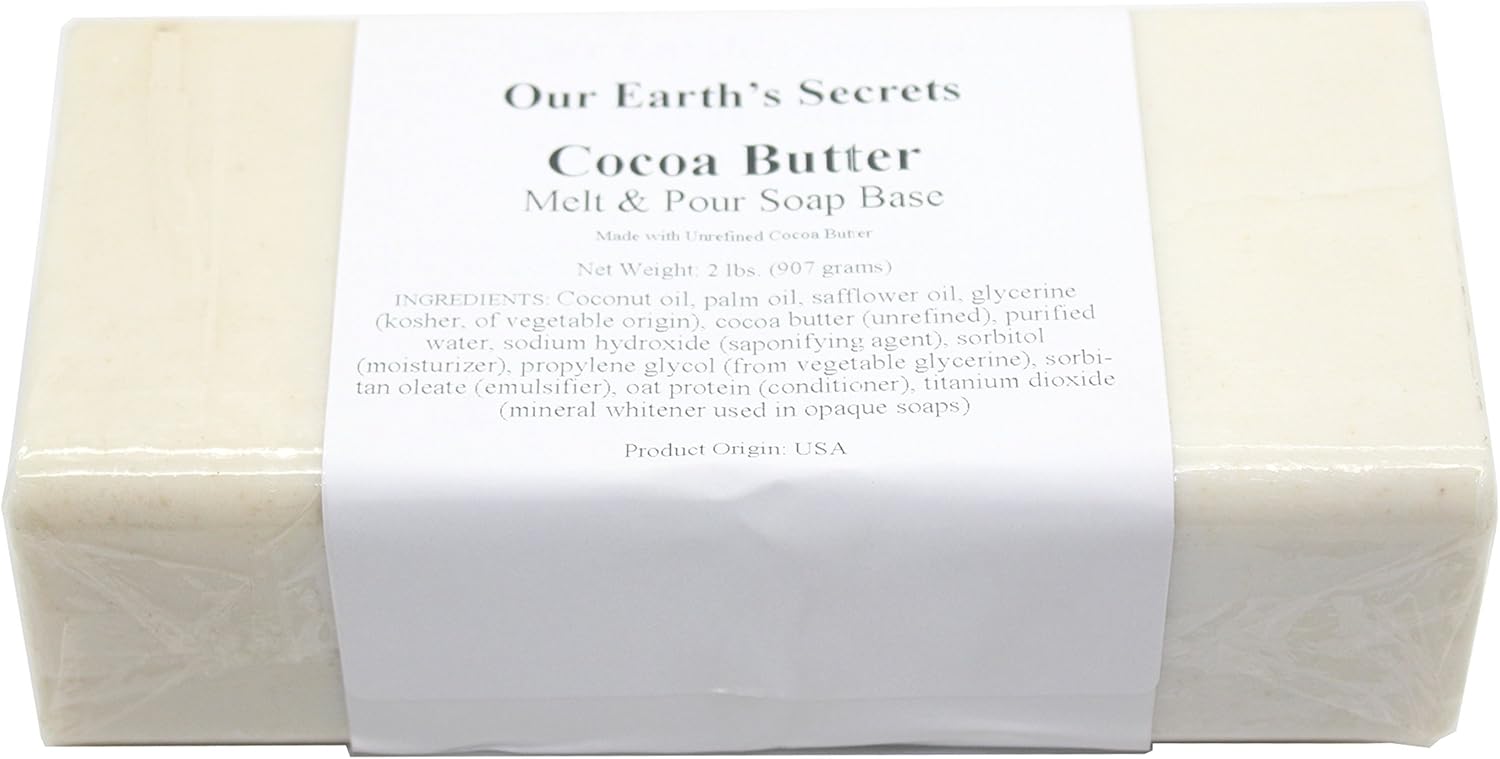 Our Earth's Secrets Cocoa Butter - 2 Pound Melt and Pour Soap Base: Home & Kitchen