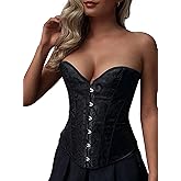 LovelyWholesale Overbust Corset Tops for Women Sexy Lace Up Renaissance Corset Bustier Top Party Club