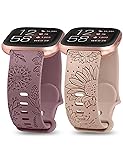 Minyee 2 Packs Floral Engraved Band Compatible with