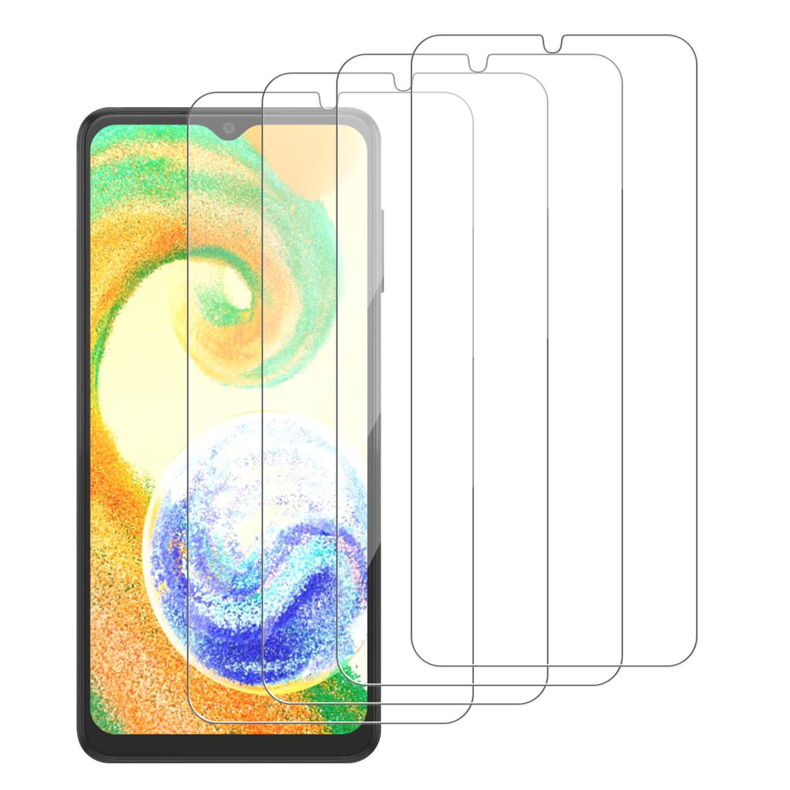 Photo 1 of iCsapr 4 Pack Glass Screen Protector Compatible for Samsung Galaxy A04 / A04e / A04s [9H Hardness]-HD Screen Tempered Glass, SM-A045F Scratch Resistant,Easy Install [Case Friendly]