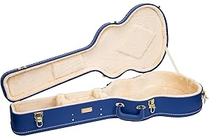 Crossrock Wooden OM Guitar Case for 000-14 Fret | Vibrant Blue Finish, Beige Velvet Interior, Lock – Designer Series (CRW520O