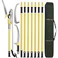 Dremmt Manual Pole Saws for Tree Trimming 27 FT, [Ultra Sturdy] Tree Trimmers Long Handle Pruner with Thickened Saw Blade and Scissor, Palm Tree Trimmer for Backyard and Garden, Branch Cutter Pole Saw