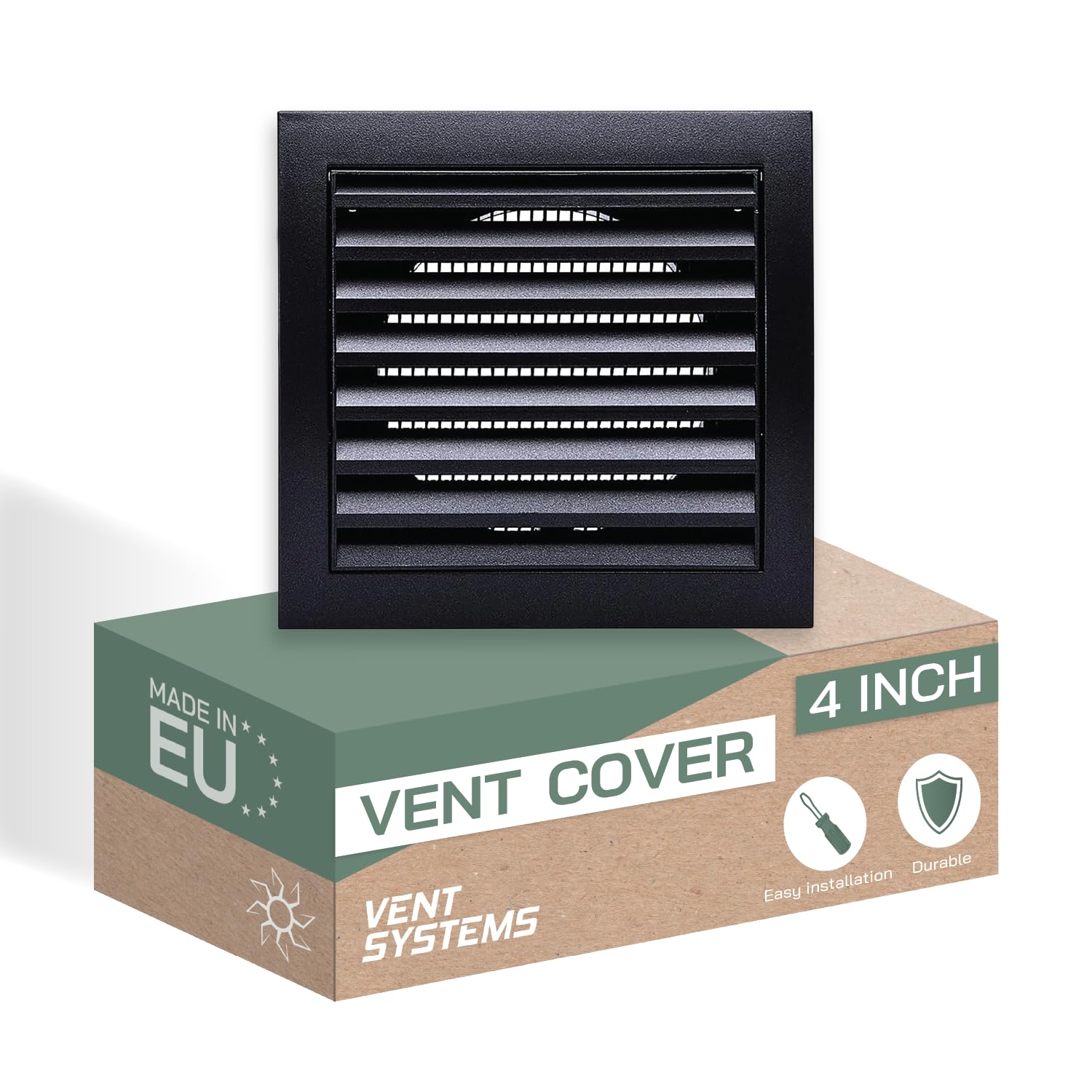 Photo 1 of Vent Systems 4'' Inch Anthracite Air Vent Cover Dryer Vents and Bathroom Exhaust Vents Pipe, Louvered Dryer Vent Cover - Exhaust, Supply Air Register Grille with Flange