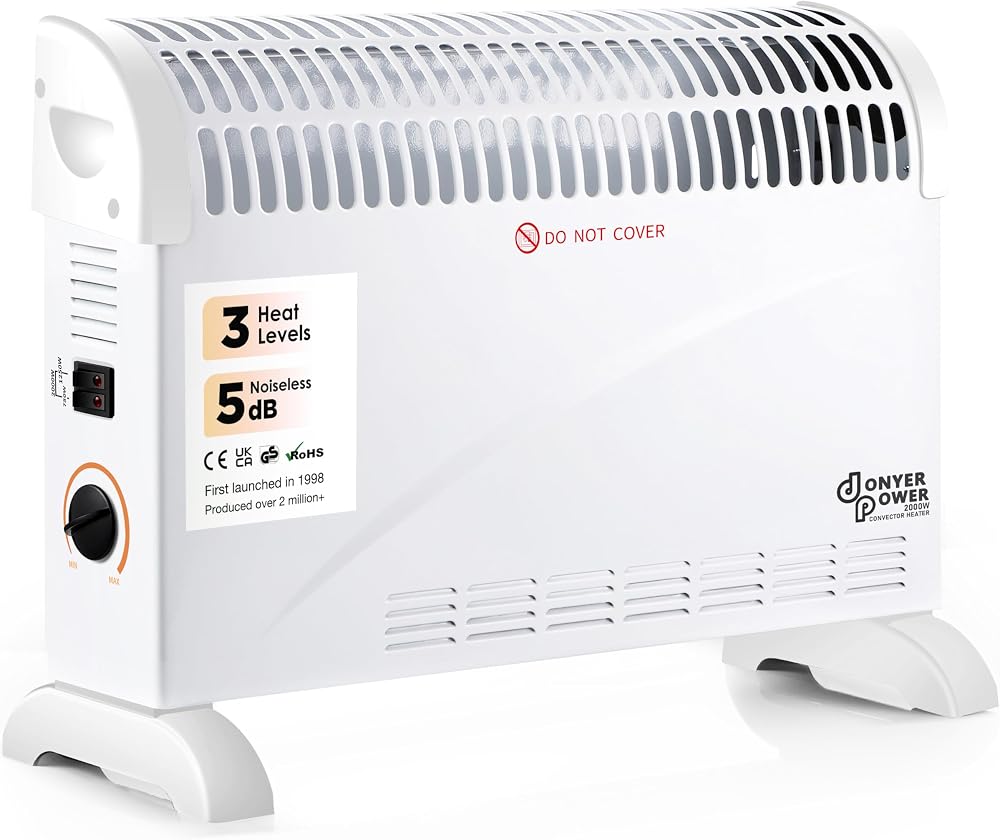 DONYER POWER Convector Radiator Heater 2000W White Adjustable Thermostat Free