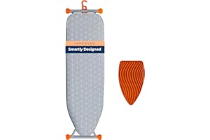 Happhom Ironing Board, Compact and Space Saver Patented Ironing Board with Extra Thick Heavy Duty Padded Cover, Height Adjustable, Easy Storage with Smart Hanger and Lightweight Design (13x43)