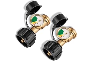Aikyciu 2 PCS Propane Tank Gauge with Leak Detector, Universal Level Indicator for 5-40lb Tanks, Compatible with Camping Stoves, Heater, BBQ Grills, Gas Burners and More, QCC 1/Type 1 Connection