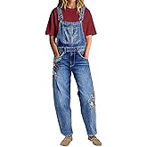 Flamingals Floral Embroidery Jumpsuits for Women Casual Denim Overalls with Pockets