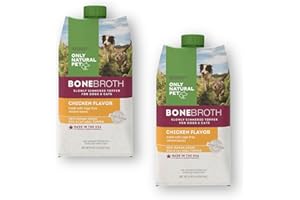 Only Natural Pet Bone Broth Chicken Flavor Dog & Cat Meal Topper, 100% Human-Grade Slow-Simmered, Free-Range for Dry Food or to Hydrate Dehydrated Food - (2-Pack / 11.16 oz Each)