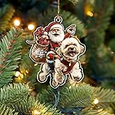 BEETHIS Funny Maltipoo Santa Christmas Ornament 2025 – 2D Flat Acrylic Santa and Dog Car Hanging Ornament Decoration – Hilarious for Dog Lovers – Unique Maltipoo Xmas Decor 3.5''