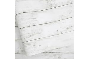 Abyssaly Peel and Stick Wallpaper 17.7" X 118" White Gray Wood Shiplap Contact Paper Self-Adhesive Removable Decorative Wall Covering Vintage Wood Plank Film for Home Decoration