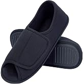 L.CNTOYK Open Toe Diabetic Slippers for Women, Adjustable Memory Foam Diabetic Shoes for Seniors Edema Arthritis Swollen Feet
