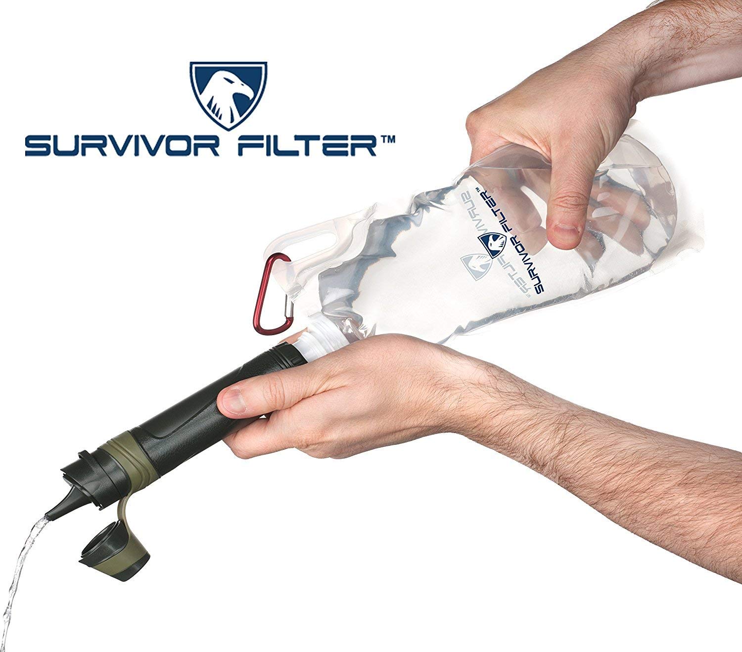 Survivor Filter Squeeze Water Filter Kit 2 Canteen - Collapsible Water Bottles: Industrial & Scientific