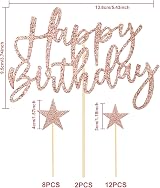 iZoeL Rose Gold Cake Topper 2 Sets Happy Birthday Banner Confetti Balloons view 2
