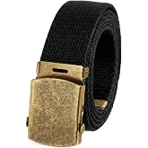 BC Belts Canvas Web Belt Military Style with Antique Brass Buckle 54" Long | Adjustable Cut To Fit for Men