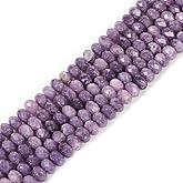 Natural Lepidolite Lithium Mica 8mm Faceted Rondelle Spacer Loose Beads 16 Inch for Jewelry Making Beads