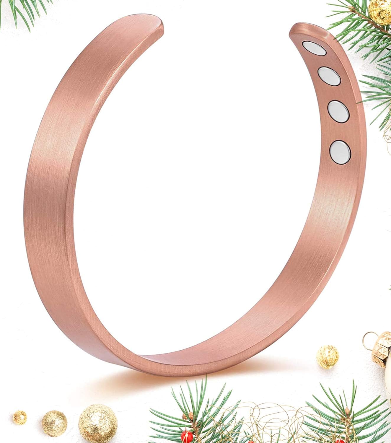 Feraco Magnetic Copper Bracelet for Women Men Arthritis Carpal Tunnel Pain Relief Sleek 99.9% Solid Copper Magnet Bracelets 2 PCS Cuff Bangle: Clothing