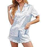 Lanyoshe Silk Pajamas for Women Satin Womens Pajama Sets Short Sleeve Set 2-Piece Sleepwear