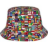 The World Flag Bucket Hat for Men Women Printed Fisherman Hat Packable Sun Cap Travel Outdoor Beach Caps