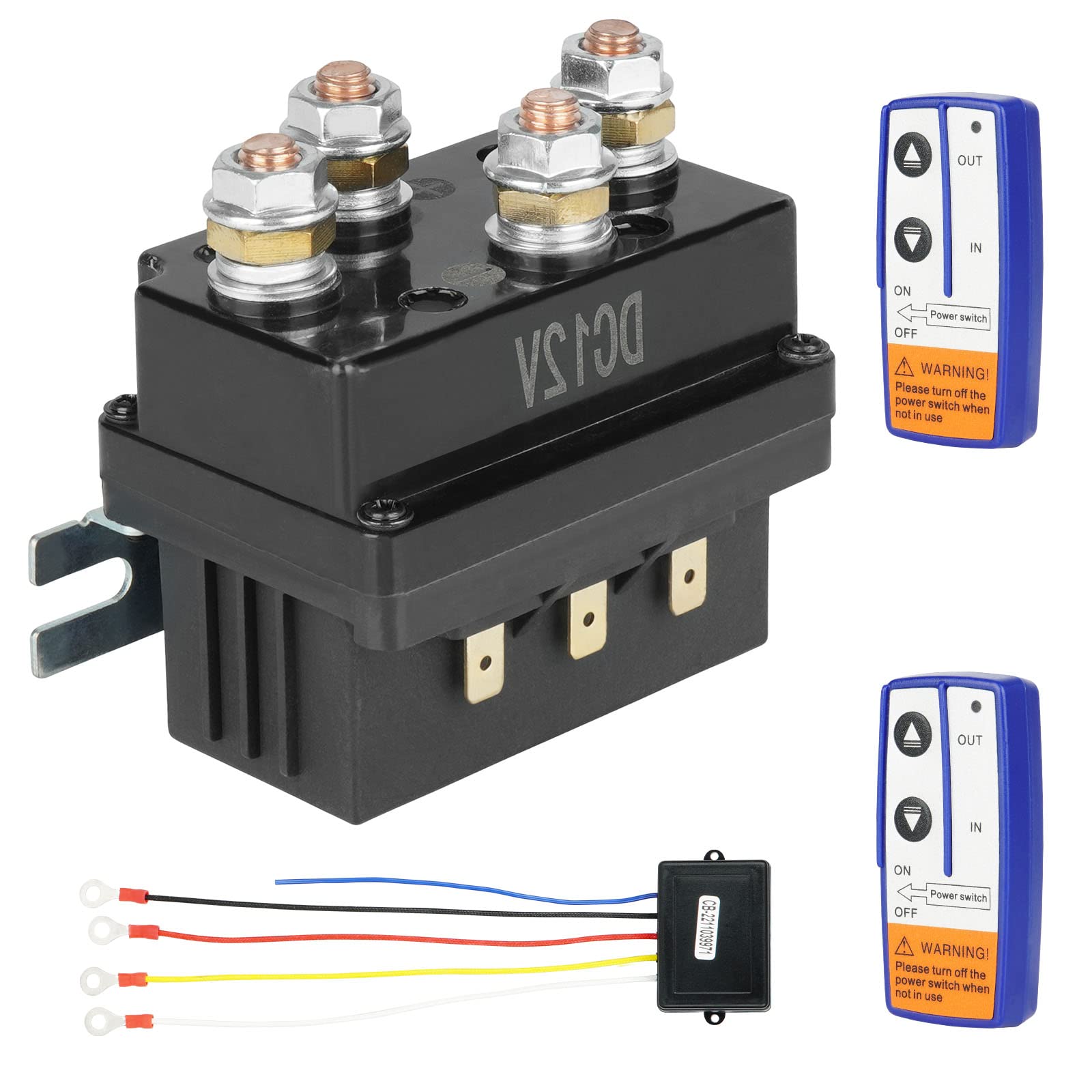 Photo 1 of 12V 500A Winch Solenoid Relay Contactor for 8000-15000lbs ATV UTV Trucks Winches with 2Pcs Winch Remote Control Kit, Replace for 2875714 63070 62135 74900 70715