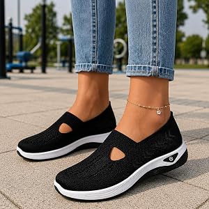 Lightweight Breathable Women's Slip-On Walking Shoes, Mesh Sneakers | Breathable mesh upper, slip-on fit, arch support and no