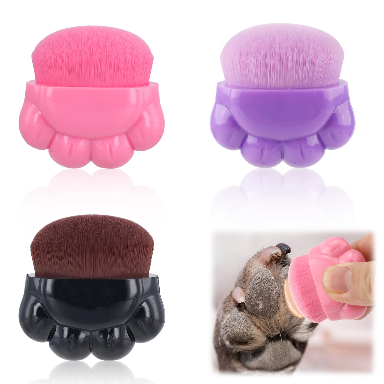 3pcs Dog Paw Balm Brush, 1.89x1.77in Paw Balm Brush Pet Paw Balm Brush Puppy Paw Soother Brush Dog Skincare Brush Dog and Cat Foot Nose Butter Cream Brush